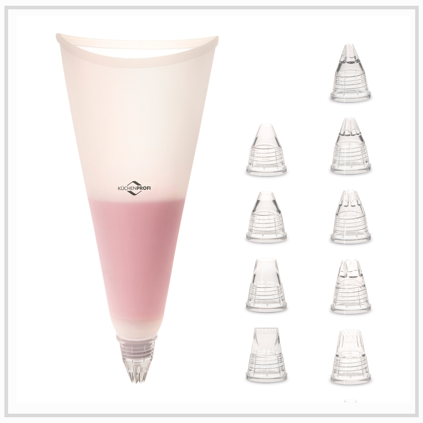 KuchenProfi Icing Bag with 9 Spouts & 2 Clips