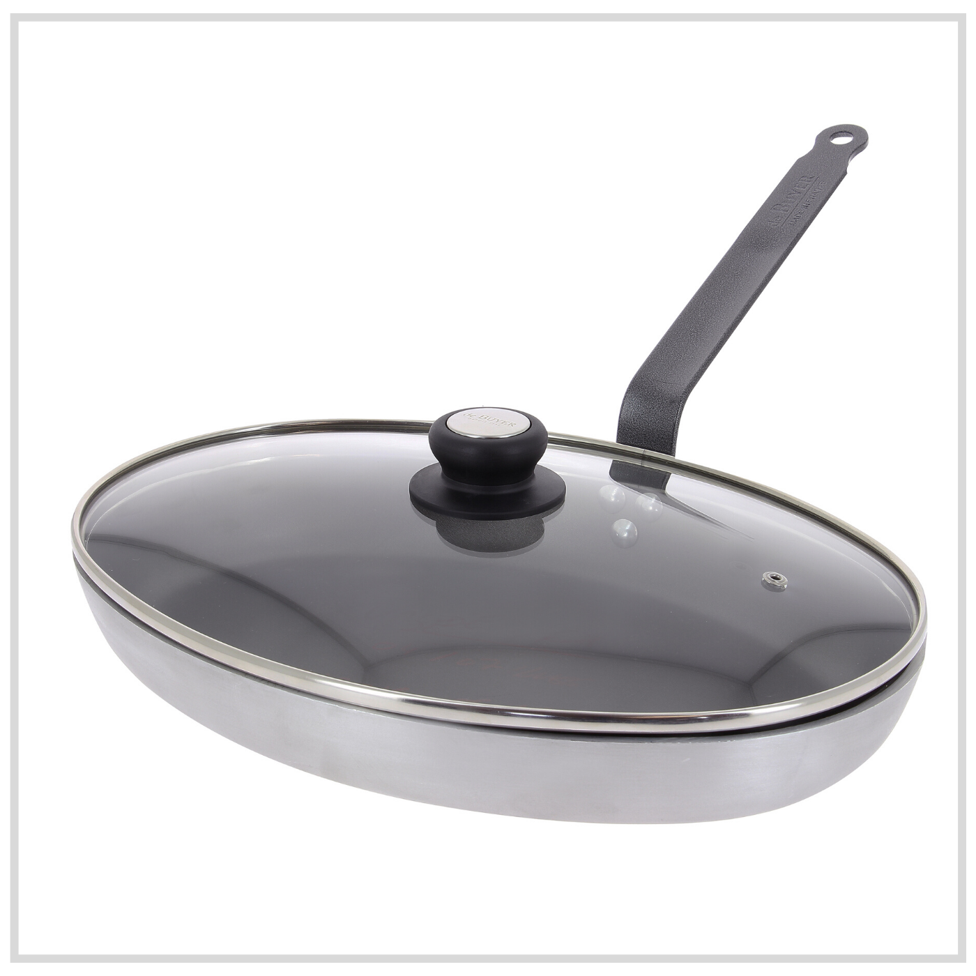 De Buyer Non Stick Oval Shaped Fish Pan with Lid - 36cm